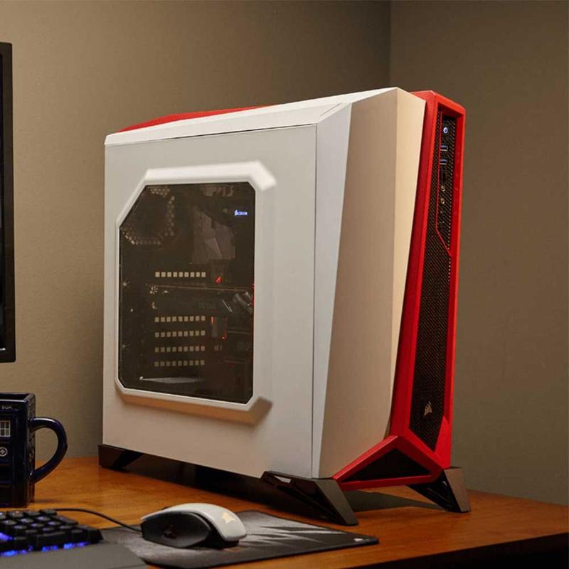 Gabinete Carbide Spec Alpha Branco e Vermelho Mid Tower com Janela